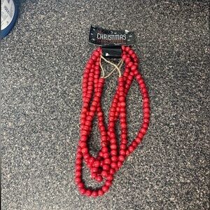 Christmas Red Wood Bead Garland